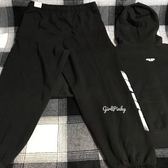 victoria secret PINK RACING sweatpants OUTFIT & FULL ZIP IN BLACK SIZE SMALL - Picture 4 of 12